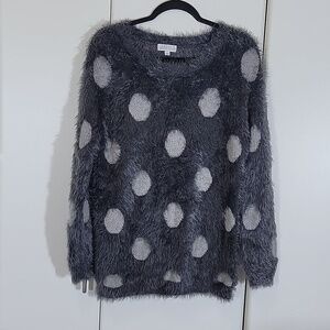 Joseph A. Gray Soft Fuzzy Polka-Dot Sweater  Size Large